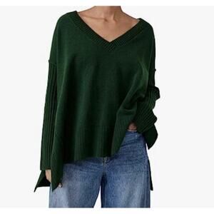 Free People Orion Sweater Size XS Forest Green A-Line Relaxed Oversized Tunic